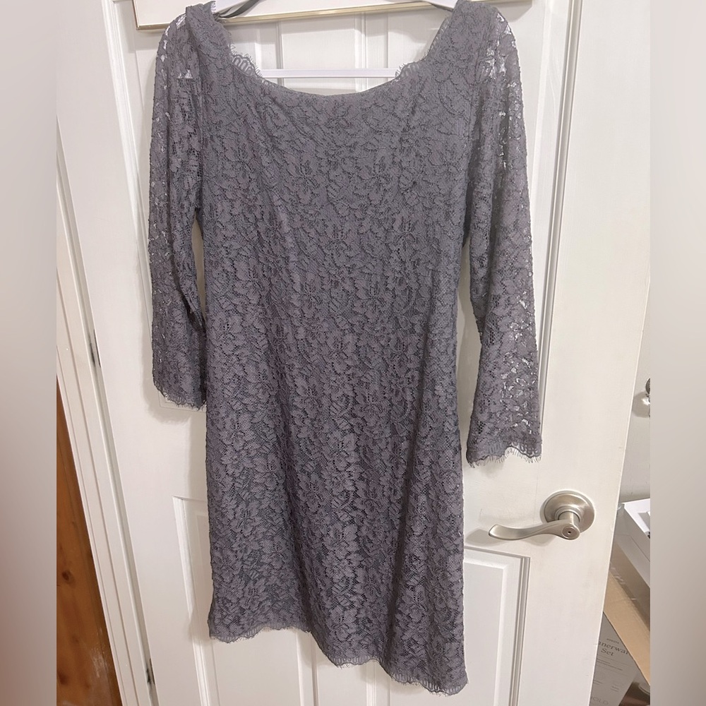 Size 14 new with tags Diane Von Furstenberg gray lace  designer  $325 retail